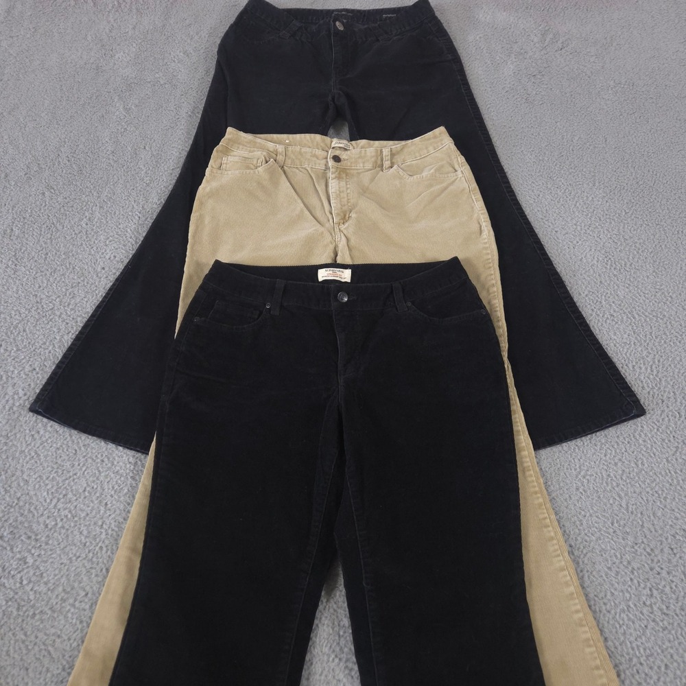 LOT OF 3 Calvin Klein x St Johns Bay Pants Womens 12 Black Tan Bootcut Corduroy‎